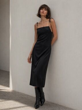 G-STAR RAW Black Satin Slip Dress